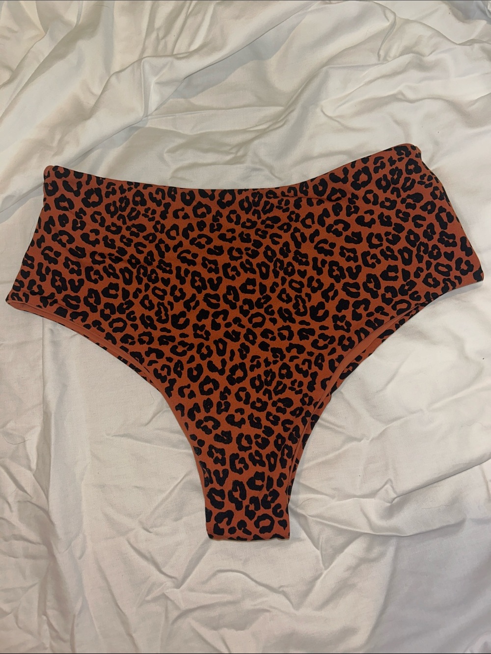 BuffBunny High-Waist Leopard Swim Bottoms - Rust & Black